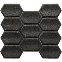 Home Decor Black Hexagon Cement Texture Mosaic Glossy Mosaic